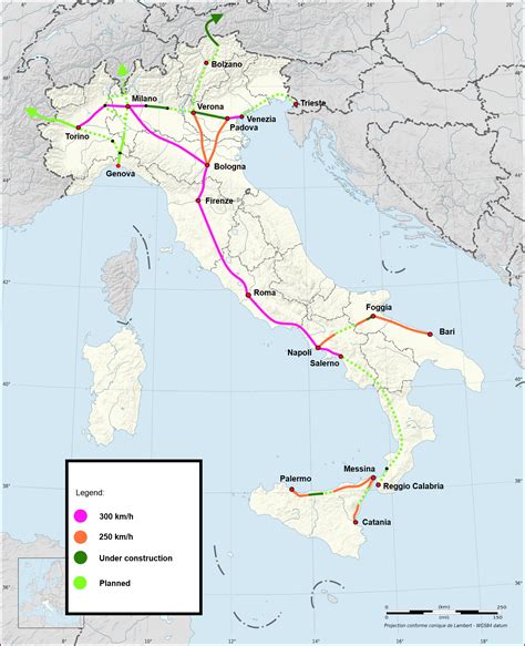 Italy Rail Map Italy High Speed Train Map Italy High Speed Rail Map