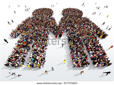 Large Diverse Group People Seen Above Stock Illustration 457376863