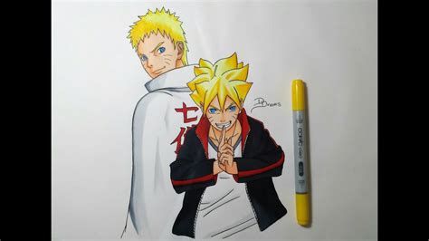 Speed Drawing Naruto And Boruto Uzumaki Hd Youtube