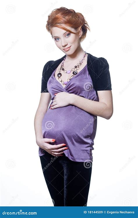 Beautiful Pregnant Woman Isolated On White Stock Image Image Of Expect Belly 18144509
