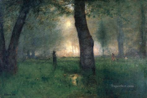 The Trout Brook Landscape Tonalist George Inness Woods Forest Painting