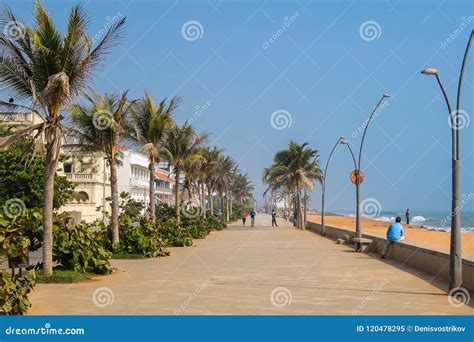 Promenade Beach Road In Pondicherry Editorial Image Image Of