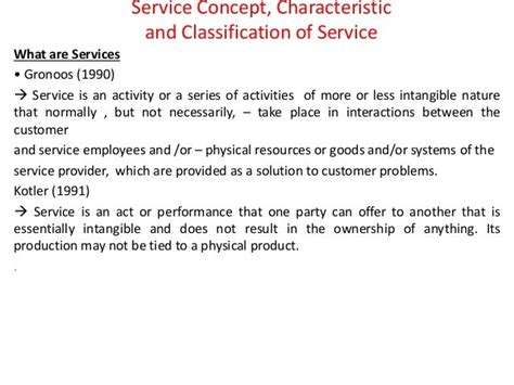 Service Concept Characteristic And Classification