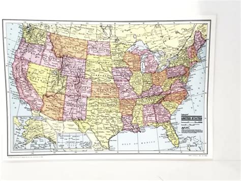 Colorprint Laminated Map Of The United States 1990s By American Map