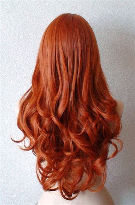 Ginger Orange Wig 26 Curly Hair Side Bangs Wig Heat Friendly Synthetic Hair Wig Etsy
