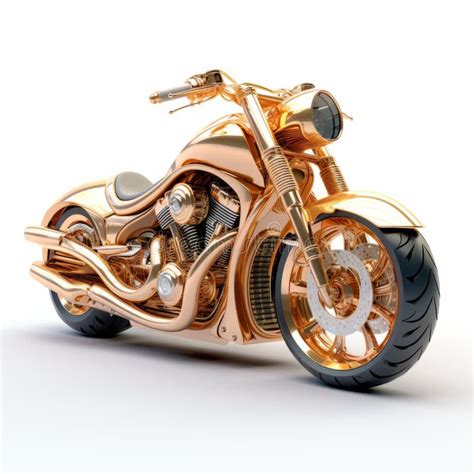 Elegant Realism Captivating 3d Golden Motorcycle Rendering Stock