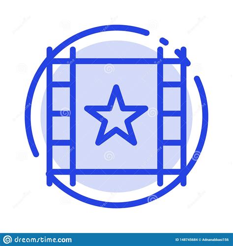 Multimedia Player Stream Star Blue Dotted Line Line Icon Stock