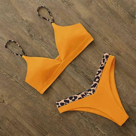 Bikinis Set Sexy Micro Bikini Solid Leopard Push Up Padded Thong Swimsuit Female Cut Out Bathing