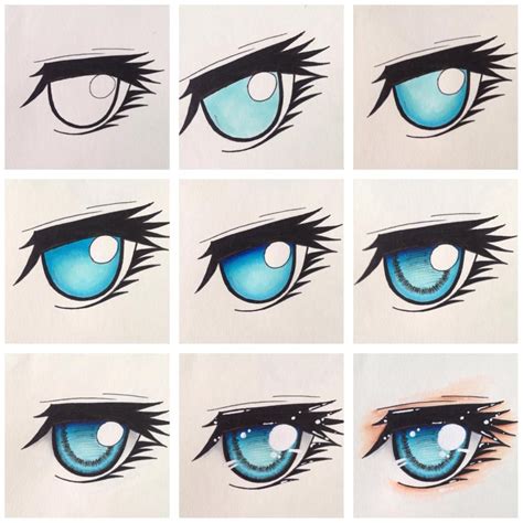 Eye Colour Tutorial Blue Cartoon Eyes Drawing Anime Eye Drawing