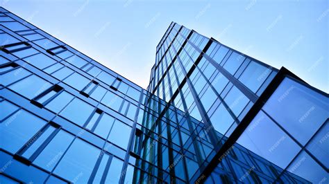 Premium Photo Blue Clean Glass Wall Of Modern Office Building