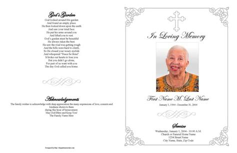 Grey Ornate Cross Large Funeral Program Template Elegant Memorials