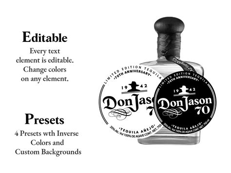 Don Julio 70th Anniversary Label For Name Customization Etsy