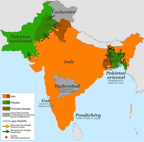 India Pakistan Partition Of India 1947 • Map •