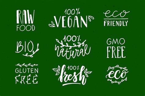 Premium Vector Hand Sketched Badges And Labels With Vegetarian Vegan