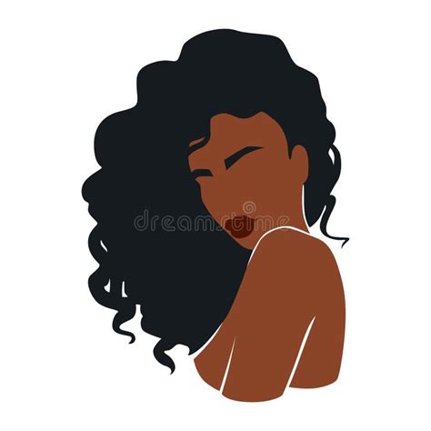 Afro American Woman Vector Illustration Portrait Beautiful Girl Dark