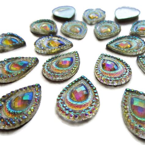 20 Sew On Teardrop Cabochons Classic Beads 25mm X 18mm Etsy