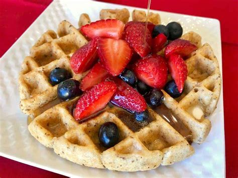 Vegan Mixed Berry Oat Waffles With Cinnamon Syrup Gluten Free Option