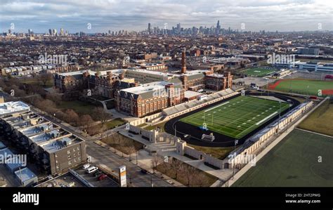 Aerial View Of Lane Tech College Campus Chicago Illinois United