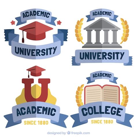 Premium Vector Academic Logos With Blue Ribbon