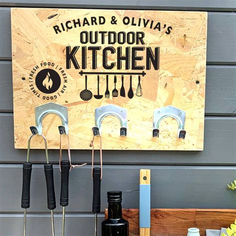 Personalised Outdoor Kitchen Sign With Hooks By Delightful Living