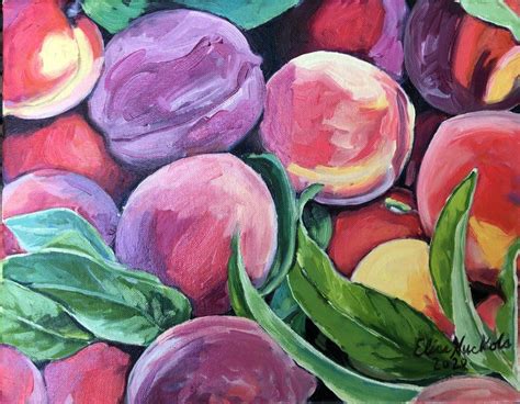Peaches Iii In 2020 White Painting Stretch Canvas Oil Painting