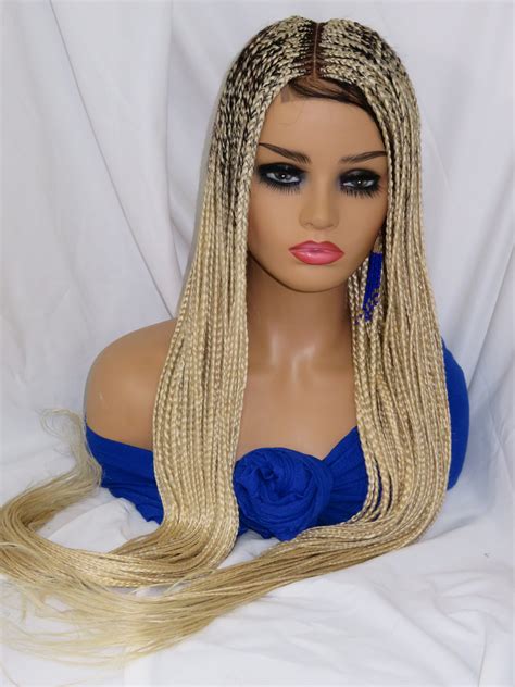 Braided Wig Blonde Wig Hand Made Long Box Braid Wig Etsy