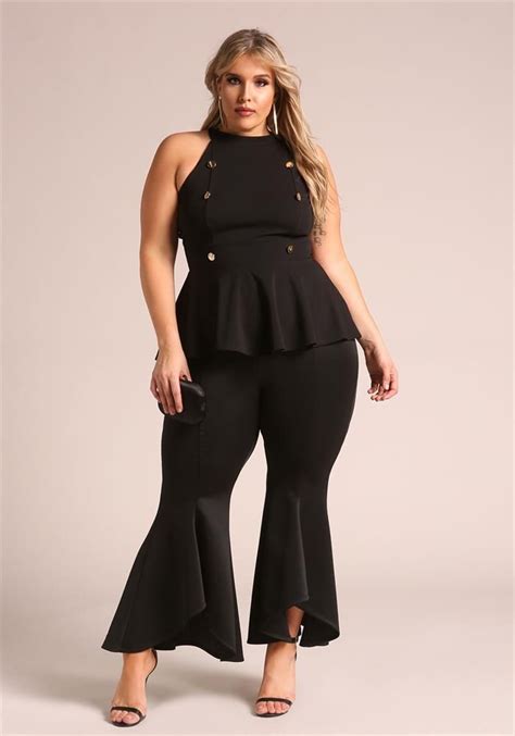 Plus Size Clothing Plus Size Double Breasted Peplum Tank Top