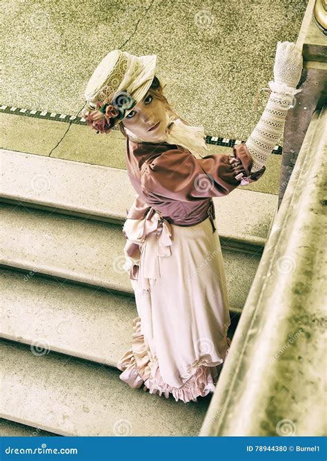 Lady On The Stairs Stock Photo Image Of History Dress 78944380