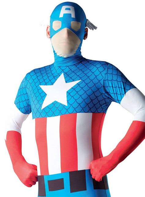 Superhero Morph Costumes Captain America Adult Second Skin Costume