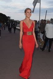 Kimberley Garner In A Slinky Red Dress At Plage Royale In Cannes Celebmafia