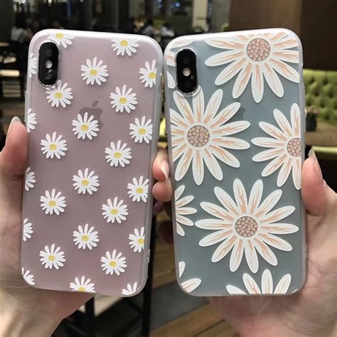 ultra thin cute relief daisy flower phone cases for iphone 7 case lovely floral soft back covers