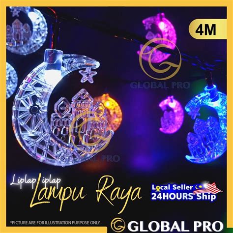 4m Hari Raya Light Ramadan Decoration Lampu Bulan Bintang Lampu Lip Lap
