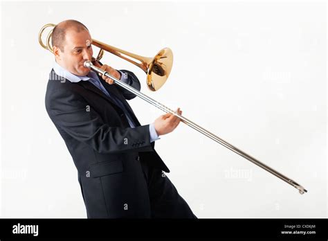 Blowing Trombone High Resolution Stock Photography And Images Alamy