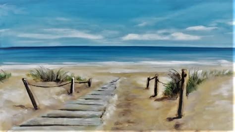 Sea Acrylic Painting Painting Beautiful Boardwalk Scene Acrylic Ocean