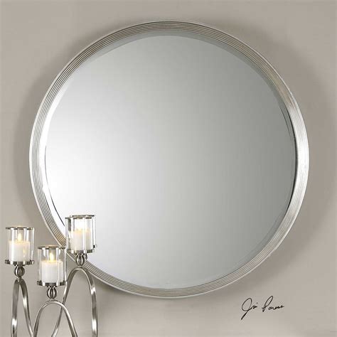 Uttermost Serenza Round Silver Mirror Classic Wall Mirrors Oversized Wall Mirrors Rustic Wall