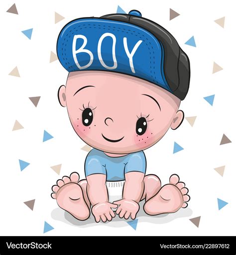 Cute Cartoon Baby Boy In A Cap Royalty Free Vector Image