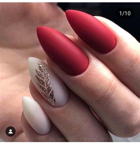 Matte Red Nails With Art