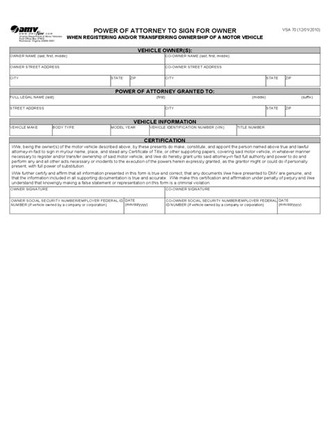 Virginia Power Of Attorney Form Free Templates In Pdf Word Excel To