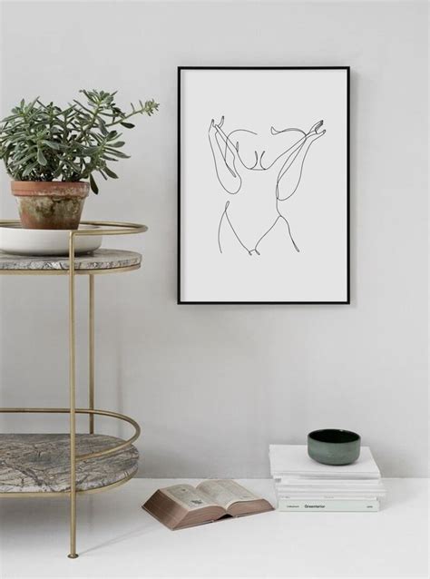 Modern Wall Art One Line Art Print Female Body Woman Body Etsy