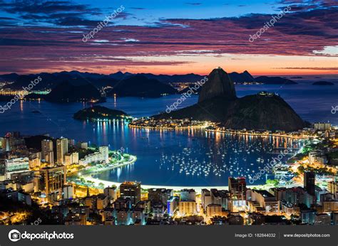 Panoramic View Rio Janeiro City Lights Night Time — Stock Photo