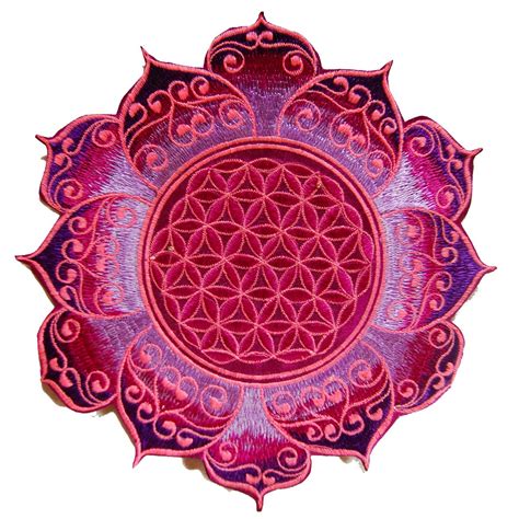 Purple Flower Of Life Holy Geometry Patch Flower Mandala Sacred