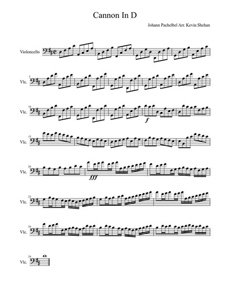 Canon In D For Solo Cello Sheet Music
