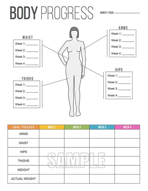 Body Progress Tracker Printable Body Measurements Tracker Weight Tracker Health And
