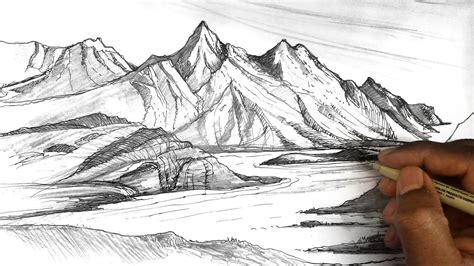 How To Draw Mountains Mountain Sketches In 2020 Mountain Drawing
