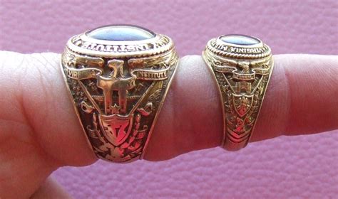 Matching Pair Of Mans And Womans 1937 Vmi Class Rings Collectors