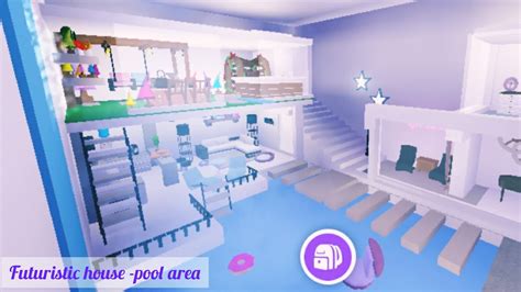 Futuristic House Pool Area Tour 15 Roblox Adopt Me Build