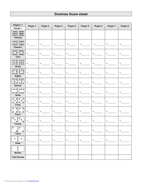 Dominos Score Sheet Template Free Download