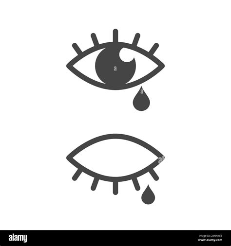 Crying Eye Icon Open And Closed Eye With Tear Sad Eye With Eyelashes