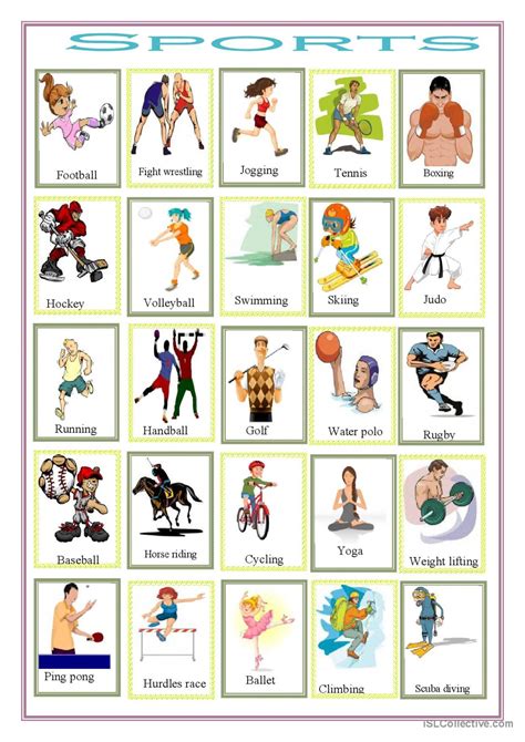 Sports Pictionary Picture Dictionar English Esl Worksheets Pdf And Doc