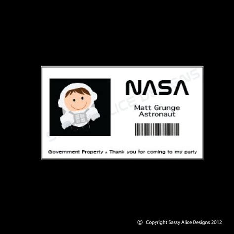 Mission Control Astronaut Id Card Or Badge For Space Party 100 Via